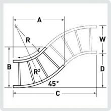 Legrand Cablofil P308348 - LD-6A-45HB12-12 Aluminum ladder fitting, 45° horizontal elbow, 9