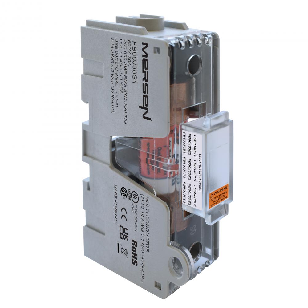 Fuse Block 600VAC 600VDC Class J 30A 1-Pole Scre