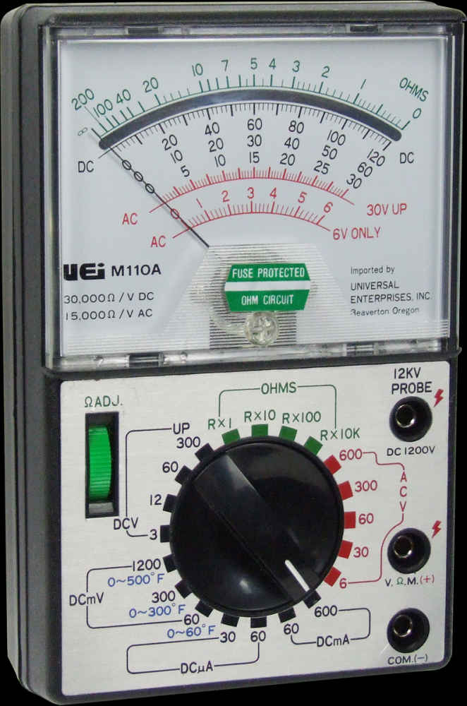 ANALOG METER 21 RNG w/DC uA