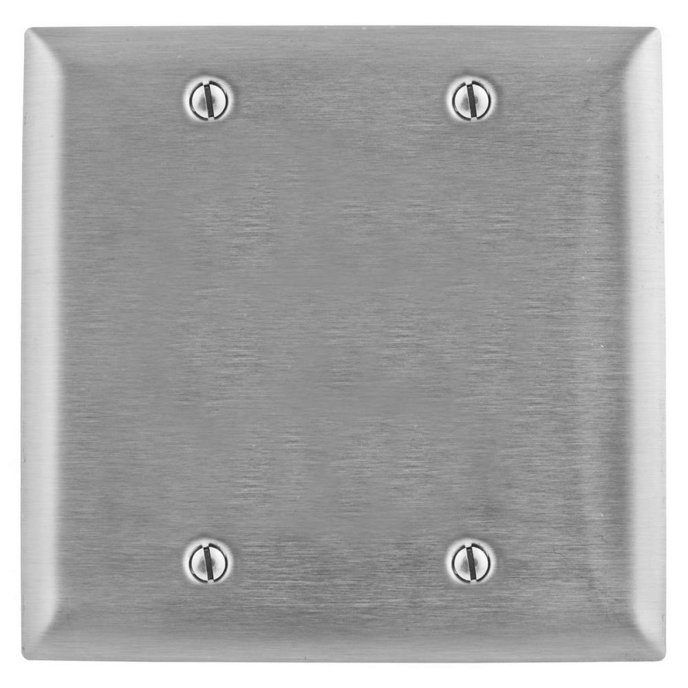 WALLPLATE, JUMBO, 2-G, BLANK, SS