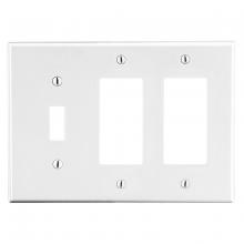 Hubbell Premise Wiring P1262W - WALLPLATE, 3-G, 1) TOG 2) DECOR WH
