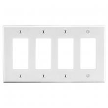 Hubbell Premise Wiring P264W - WALLPLATE, 4-G, 4) DEC, WH