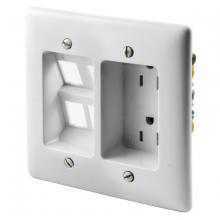 Hubbell Premise Wiring RR1514W - RECES TR DUP RCPT 2G W/SNAPFIT,15A 125WH
