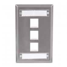 Hubbell Premise Wiring SSFL13 - PLATE, SS,1-G,3PORT,W/LBL FIELD