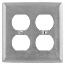 Hubbell Premise Wiring SSJ82 - WALLPLATE, JUMBO, 2-G, DUP, SS