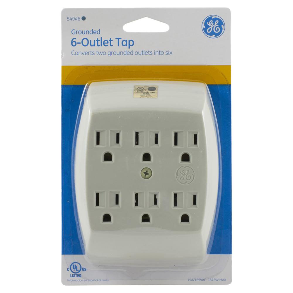 6-OUTLET GROUNDED IN-WALL TAP, IVORY