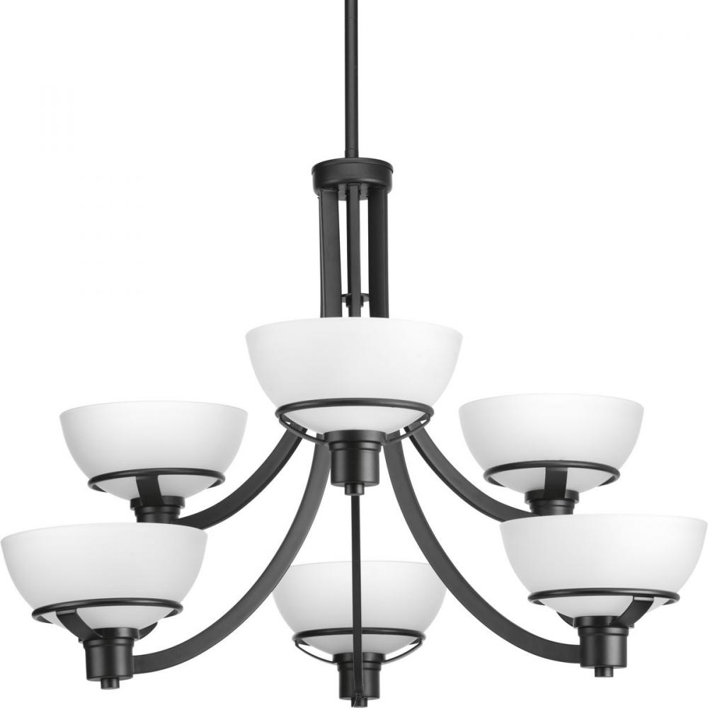 6-100W MED CHANDELIER Black