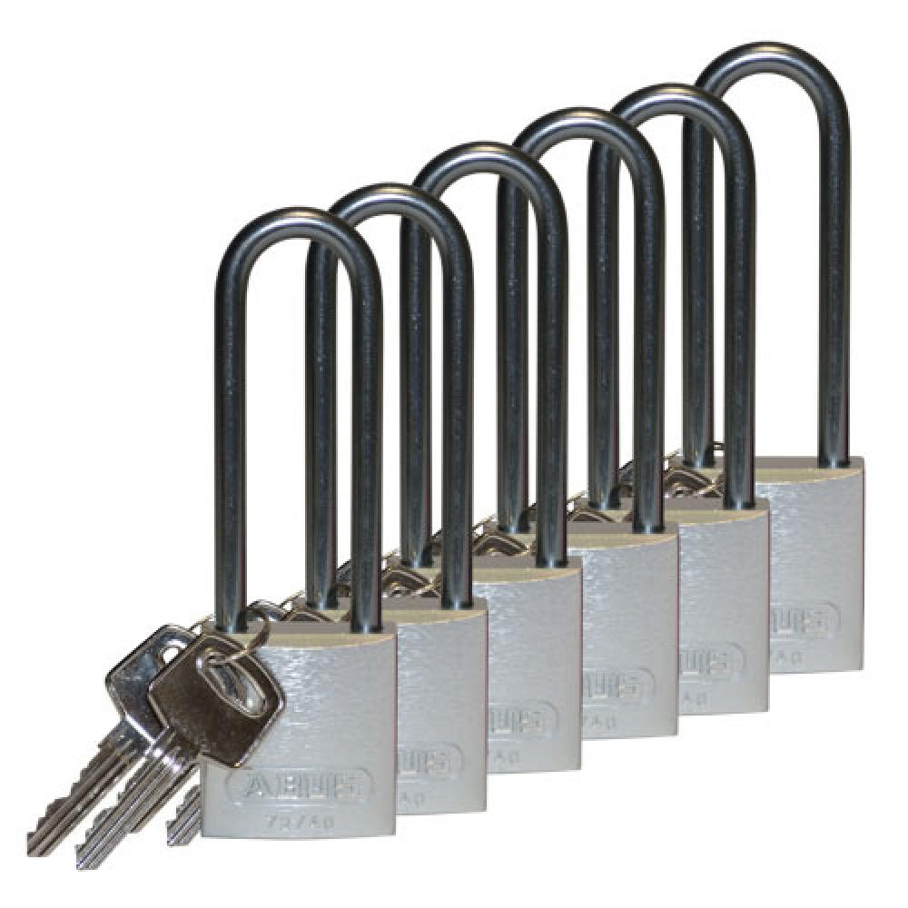 Alum Padlock 3&#34; Alum Shackle KA SL 6PK