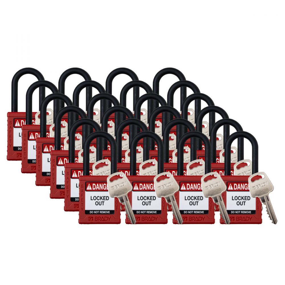 Plastic Padlock 1.5&#34; Shackle KD RD 24PK