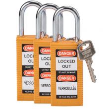 Brady 123418 - Long Body Nylon Padlock 1.5" KA OR 3PK
